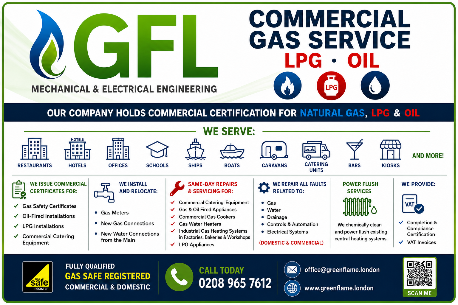 Commercial Gas, LPG & Oil Engineering Services in London